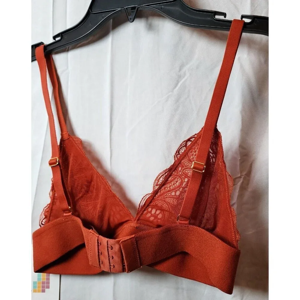New Lively Women's Orange Wireless Sheer Bra Adjustable Straps Hook & Eye Size S
